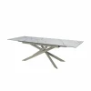 Tafel Gantia 180/240x90x76cm - keramiek & glas - wit goud zwart