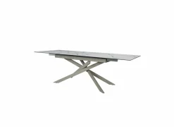 Tafel Gantia 180/240x90x76cm - keramiek & glas - wit goud zwart