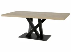 Tafel Sacha 230x100cm - melamine & metaal - canyon oak & zwart