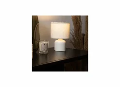 Tafellamp Bona E14 H22cm - PVC & bouclé - wit