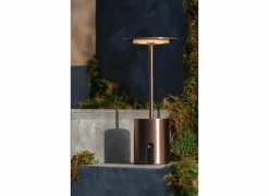Tafellamp H20cm - aluminium - brons met herlaadbare batterij
