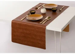 Tafelloper Troja 44x145cm - lederlook - karamel