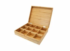 Theedoos 28x23x6,8cm - bamboe - naturel