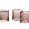 Theelichthouder Cassis Ø7x7cm - glas - roze