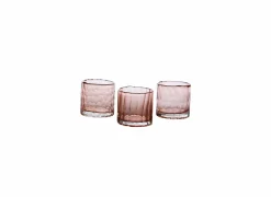 Theelichthouder Cassis Ø7x7cm - glas - roze