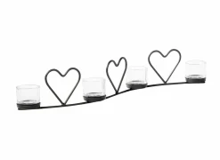 Theelichthouder Hart 65xH10cm - metaal - zwart