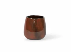 Theelichthouder H11cm - glas - rood & zwart