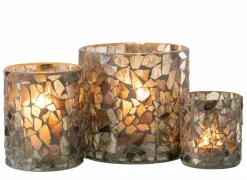 J line Theelichthouder Mozaïek  H9,5cm