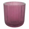 Cosy & Trendy Theelichthouder Ribs Ø9x9cm - glas - paars