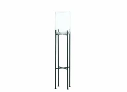 Theelichthouder Vincent H100cm - metaal & glas - zwart