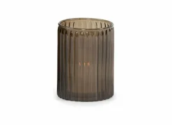 Theelichthouder Ø8x10cm - glas - smoke