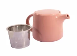 Theepot met infuser 62cl - stoneware & RVS - roze
