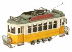 J line Tram Antiek 32x10x16cm - metaal - meerkleurig