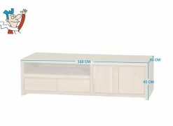 Tv-meubel Amarillo 160cm - eik massief & fineer & decor - naturel