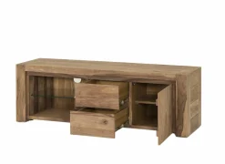 Tv-meubel Carbone 170cm - sheesham massief & fineer & decor - naturel