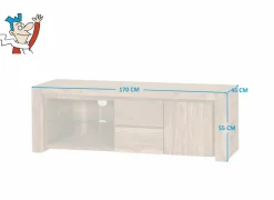 Tv-meubel Carbone 170cm - sheesham massief & fineer & decor - naturel