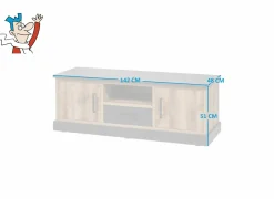 Tv-meubel 142cm - decor - bruin & zwart