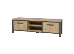 Tv-meubel 183cm - decor - oranje teakhout & mat zwart