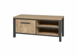 Tv-meubel 126cm - decor - oranje teakhout & mat zwart