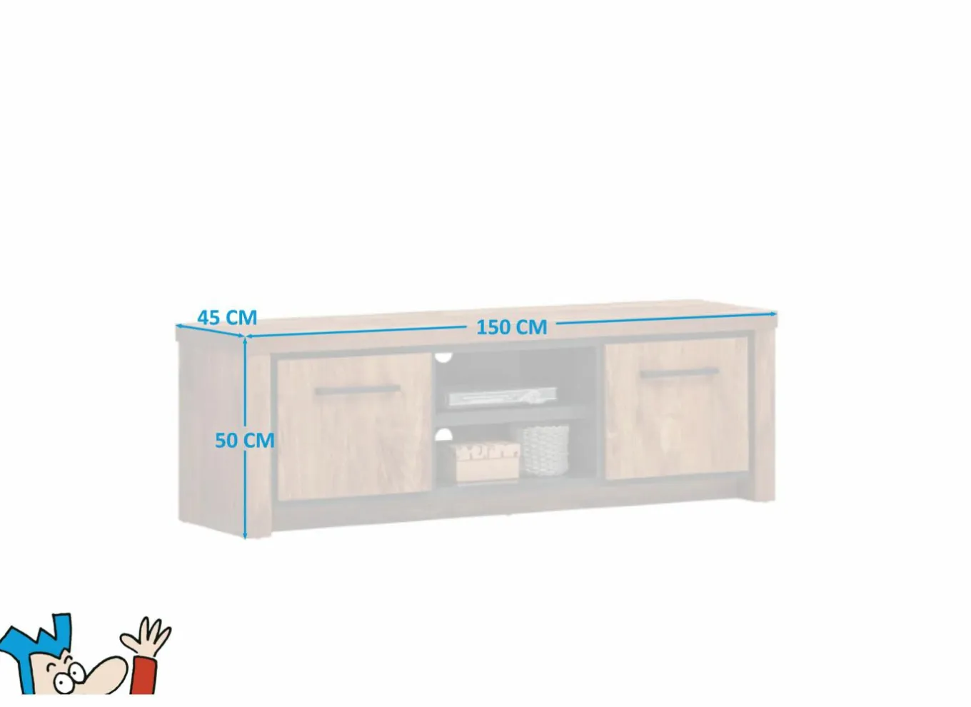 Tv-meubel Ensor 150cm - decor - acacia & black concrete