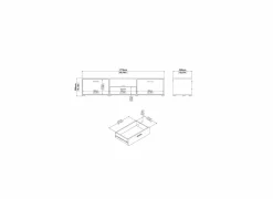 Tv-meubel Media 177cm - melamine - wit