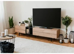 Tv-meubel Nola 195cm - melamine - artisanale eik