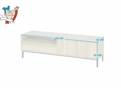 Tv-meubel Polar 145cm - eik massief & fineer & decor - naturel