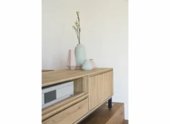 Tv-meubel Polar 145cm - eik massief & fineer & decor - naturel