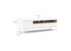 Tv-meubel Roomers 156cm - decor - witte eik