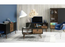 Tv-meubel Ry 151cm - decor - mat zwart & okkernoot