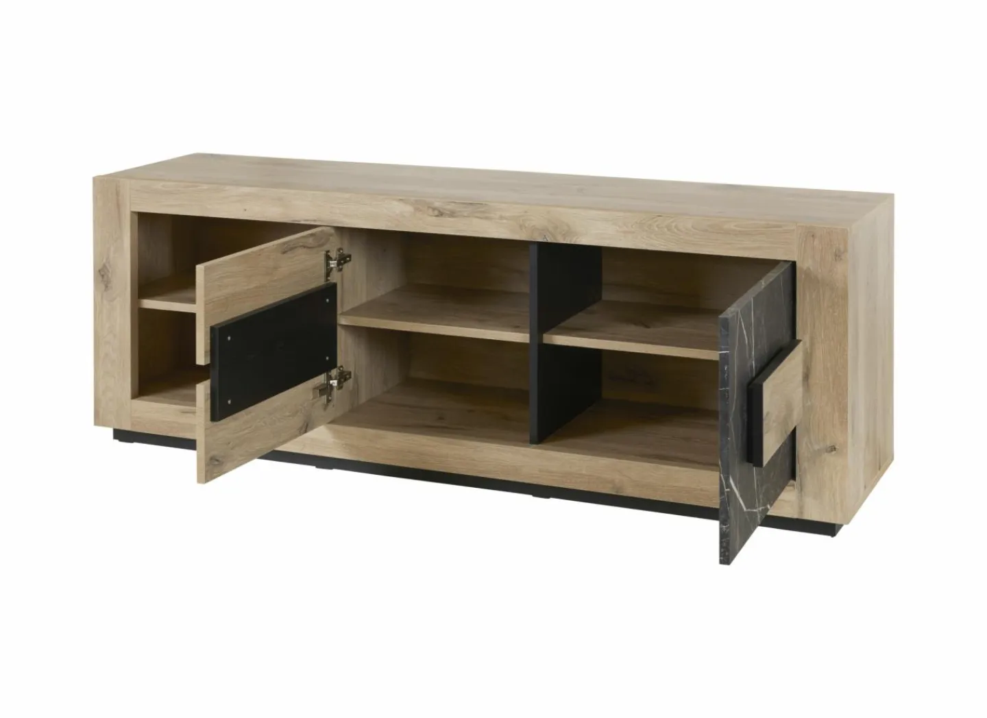 Tv-meubel Sacha 170cm - melamine - canyon oak & marble