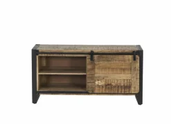 Tv-meubel Woodstock 120x45cm - mango massief & metaal - naturel & zwart
