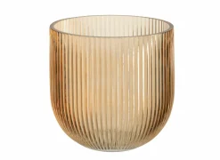 J line Vaas Gestreept  Ø15,3x15cm - glas - caramel