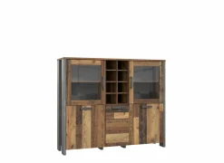 Vitrinekast Clif 151cm - decor - old wood & beton