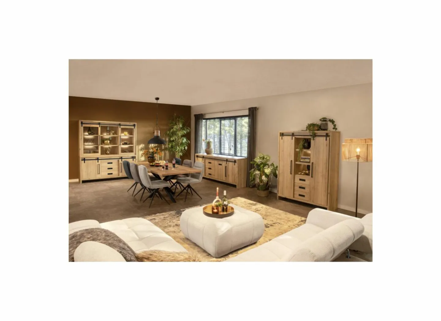 Vitrinekast Cottage 180cm - lamulux - naturel