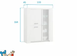 Vitrinekast Elvis 133cm - decor - white oak