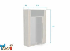 Vitrinekast Monaco 114cm - melamine - saloon eik & zwart
