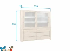 Vitrinekast Otto 230cm - decor - scarlet eik