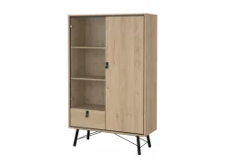 Vitrinekast Ry 102cm - decor - bruin & zwart