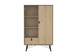 Vitrinekast Ry 102cm - decor - bruin & zwart