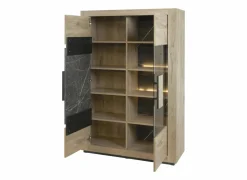 Vitrinekast Sacha 120cm - melamine - canyon oak & marble