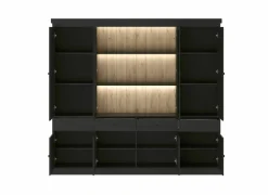 Vitrinekast Valencia 240cm - melamine - zwarte eik