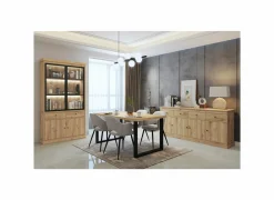 Vitrinekast Valencia 124cm - melamine - lichte eik