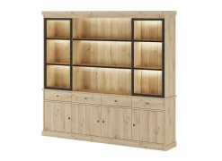 Vitrinekast Valencia 240cm - melamine - lichte eik