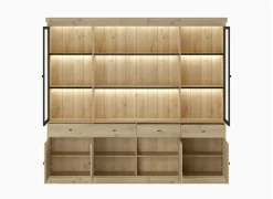 Vitrinekast Valencia 240cm - melamine - lichte eik