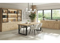 Vitrinekast Valencia 240cm - melamine - lichte eik