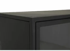 Vitrinekast Valeria 95cm - mango massief - naturel & zwart