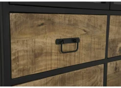 Vitrinekast Valeria 95cm - mango massief - naturel & zwart