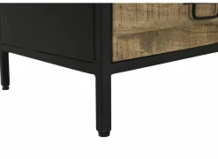 Vitrinekast Valeria 95cm - mango massief - naturel & zwart