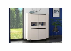 Vitrinekast Vodol 130cm - decor - zand & zwart